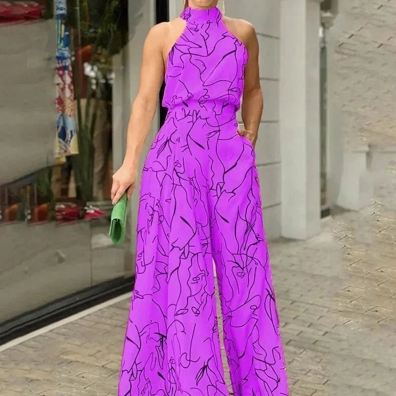 Mono de Mujer Pantalón Ancho Cuello Alto