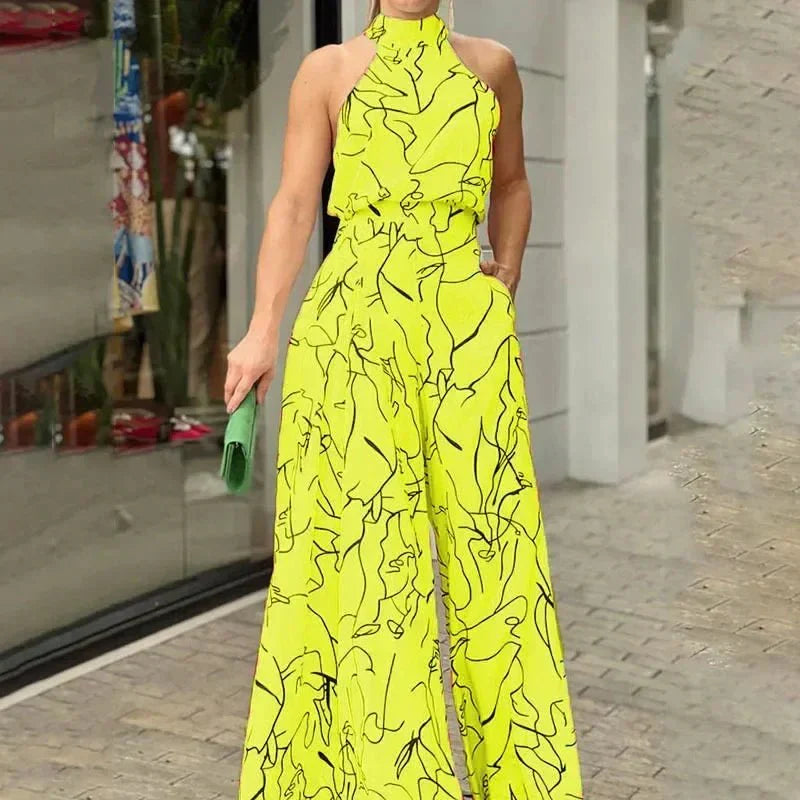 Mono de Mujer Pantalón Ancho Cuello Alto