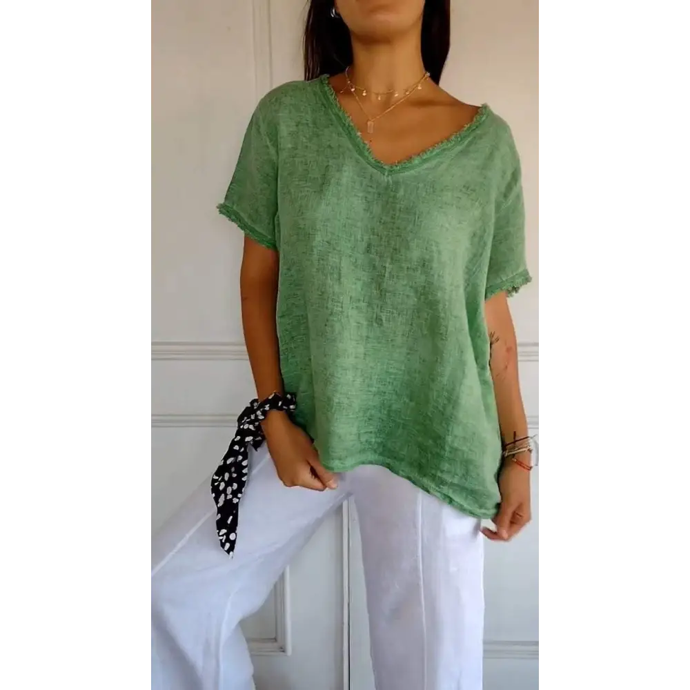 Top casual curto com decote em V