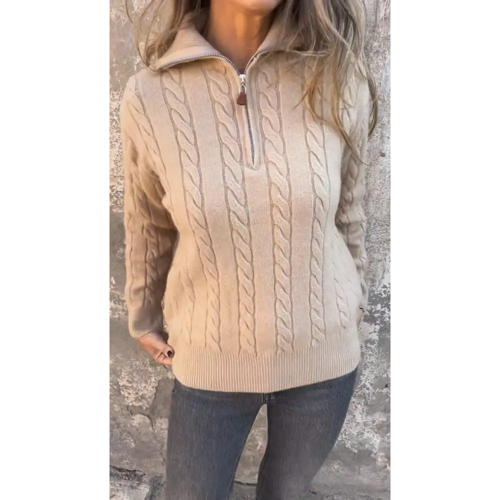 Top Feminino Casual de Outono com Lapela e Meio Zíper
