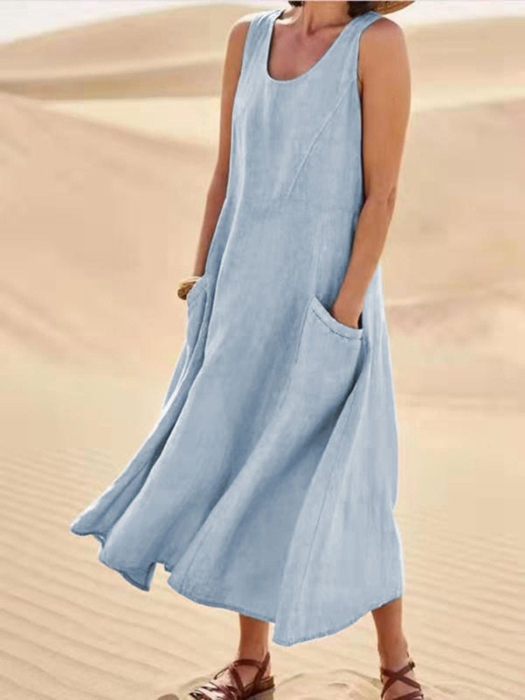 Vestido Femenino Regata Largo Lino
