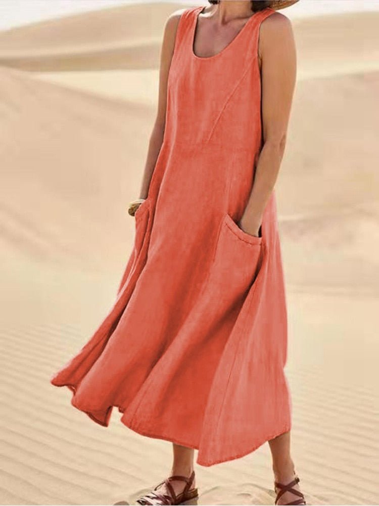 Vestido Femenino Regata Largo Lino