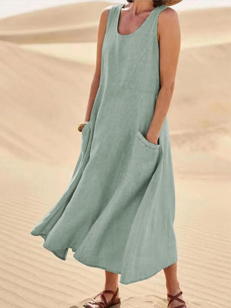 Vestido Femenino Regata Largo Lino