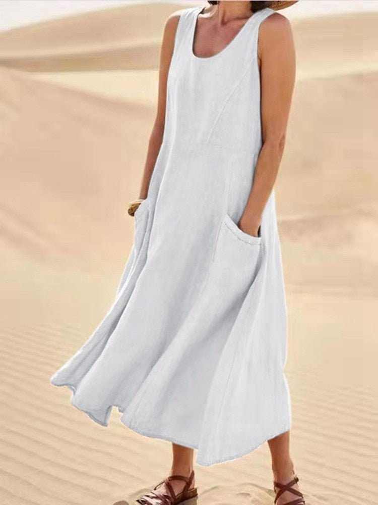 Vestido Femenino Regata Largo Lino