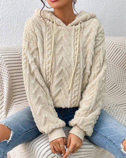 Sudadera Sherpa Femenina con Capucha Bia