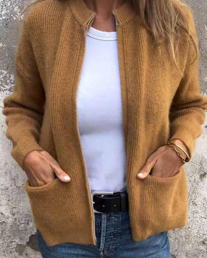 Cardigan Femenino de Tricó con Bolsillos Quélia