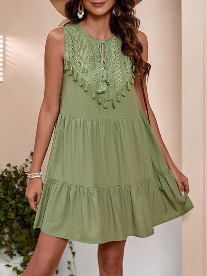 Vestido de Verano Sin Mangas Midi Encaje