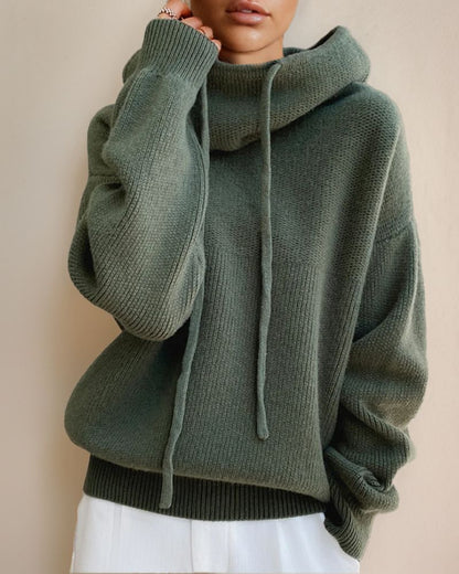 Suéter Femenino Comfy de Tricó con Capucha