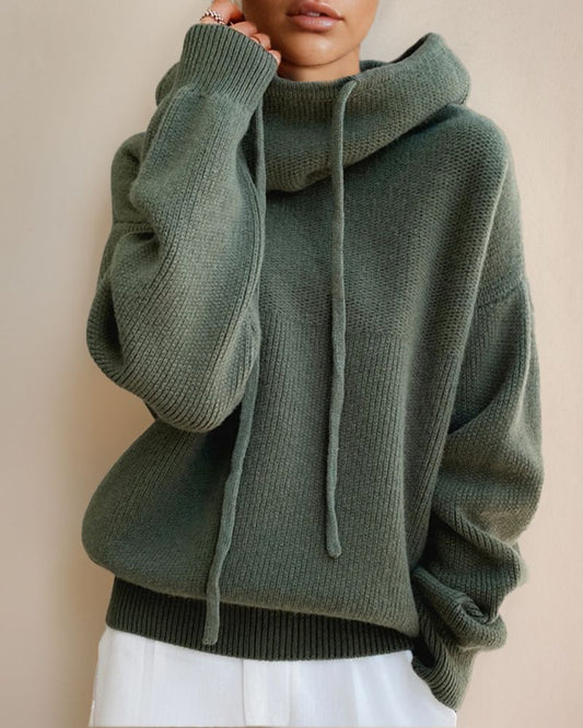 Suéter Femenino Comfy de Tricó con Capucha