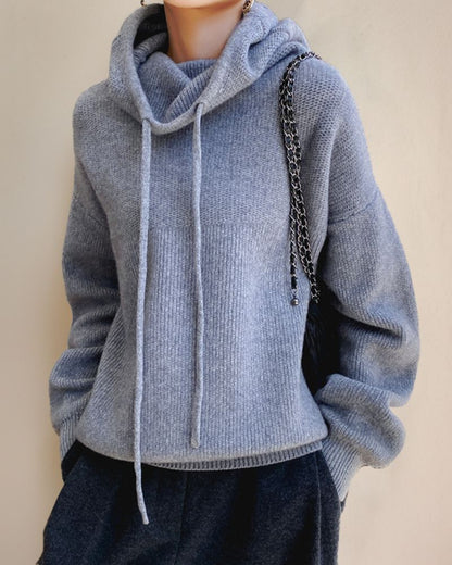 Suéter Femenino Comfy de Tricó con Capucha