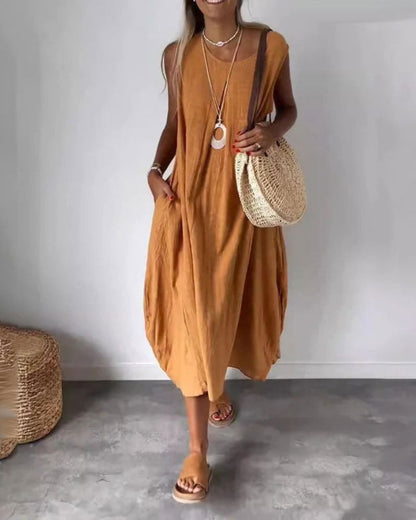 Vestido Midi Boho Sin Mangas