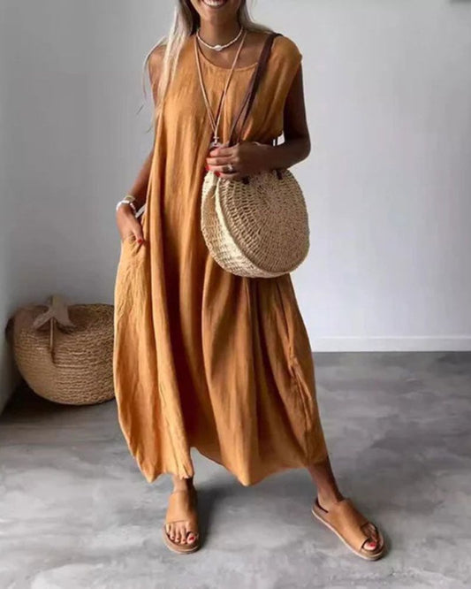 Vestido Midi Boho Sin Mangas