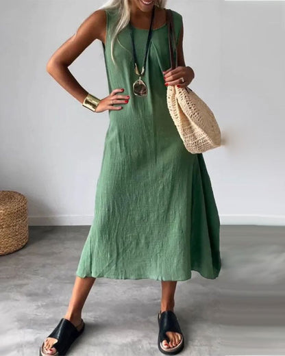 Vestido Midi Boho Sin Mangas