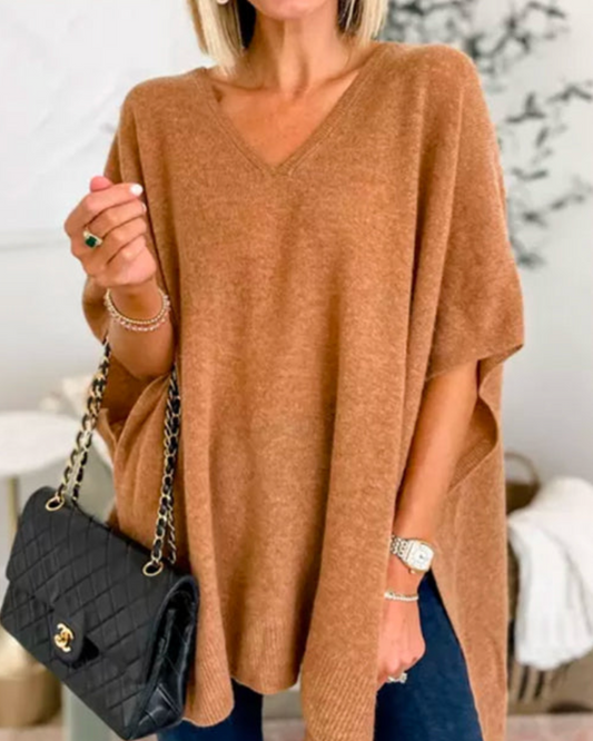 Poncho Liso con Cuello V y Caída Suelta Rafaela