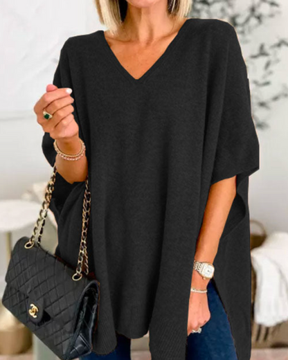 Poncho Liso con Cuello V y Caída Suelta Rafaela