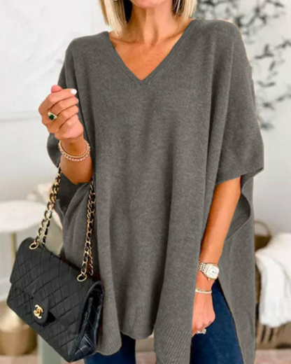 Poncho Liso con Cuello V y Caída Suelta Rafaela