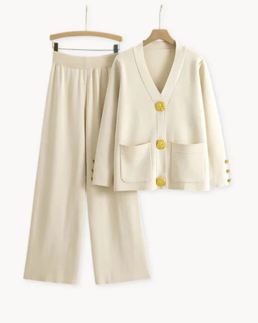 Conjunto Femenino de Sastrería con Blazer Largo y Pantalón Recto Isabela