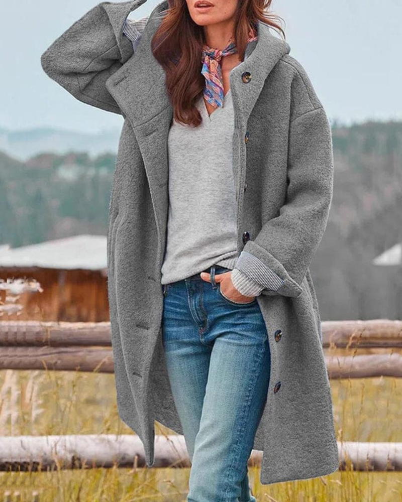 Abrigo Oversized Femenino con Capucha Dena