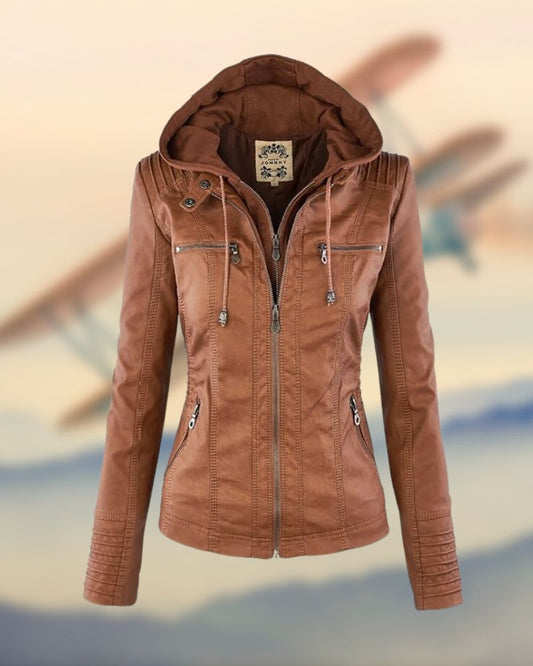 Chaqueta Femenina Estilo Biker con Capucha Raquel