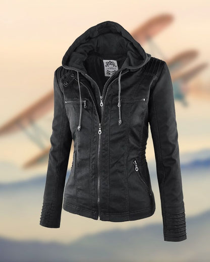 Chaqueta Femenina Estilo Biker con Capucha Raquel