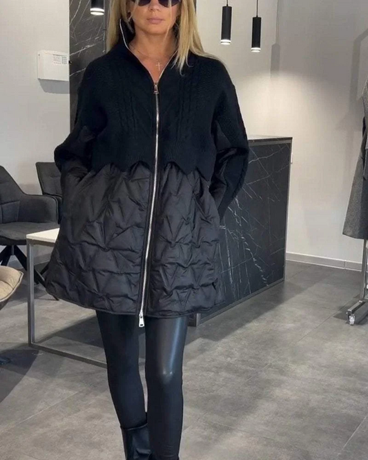 Chaqueta Puffer Femenina con Tricó y Acolchado Sara