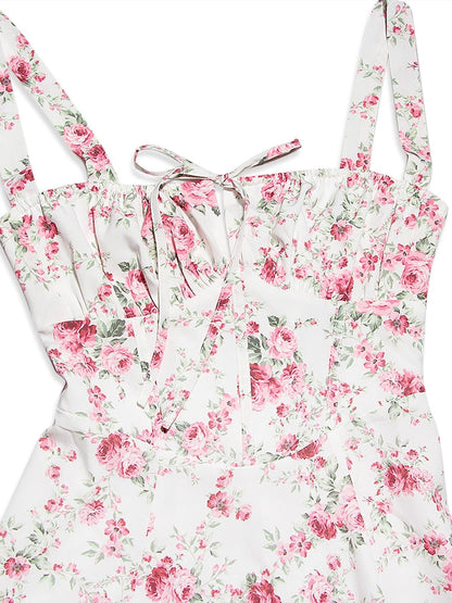 Vestido Femenino Midi Floral Tirantes Largos