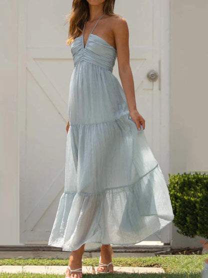 Vestido Femenino Largo Frente Única Floral Chiffon