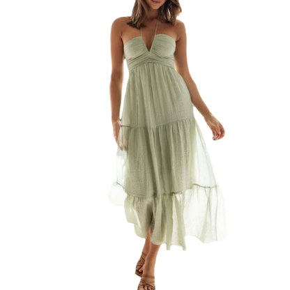 Vestido Femenino Largo Frente Única Floral Chiffon