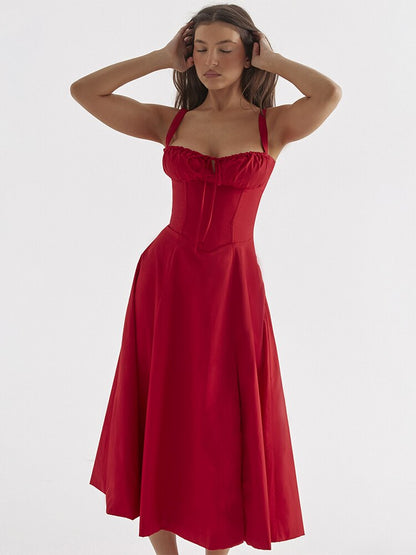 Vestido Femenino Midi Floral Tirantes Largos