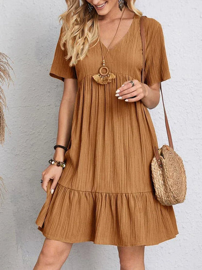 Vestido Femenino Midi Manga Volante
