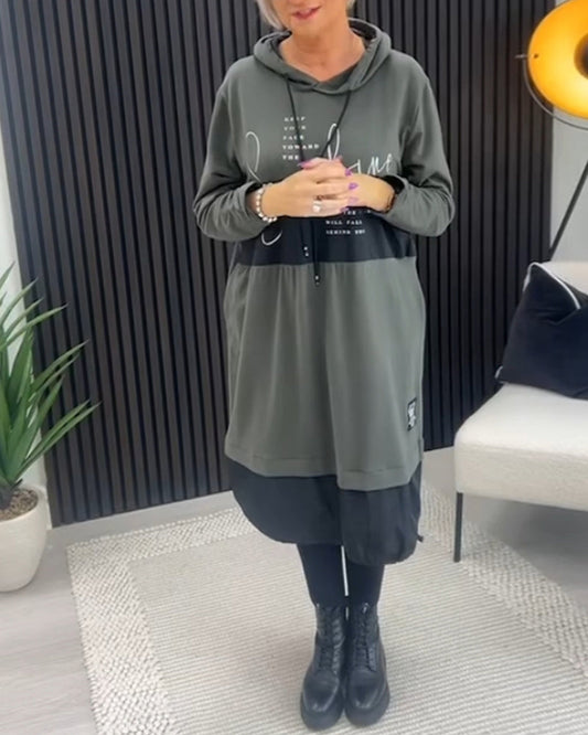 Vestido Femenino Estilo Moletom con Capucha