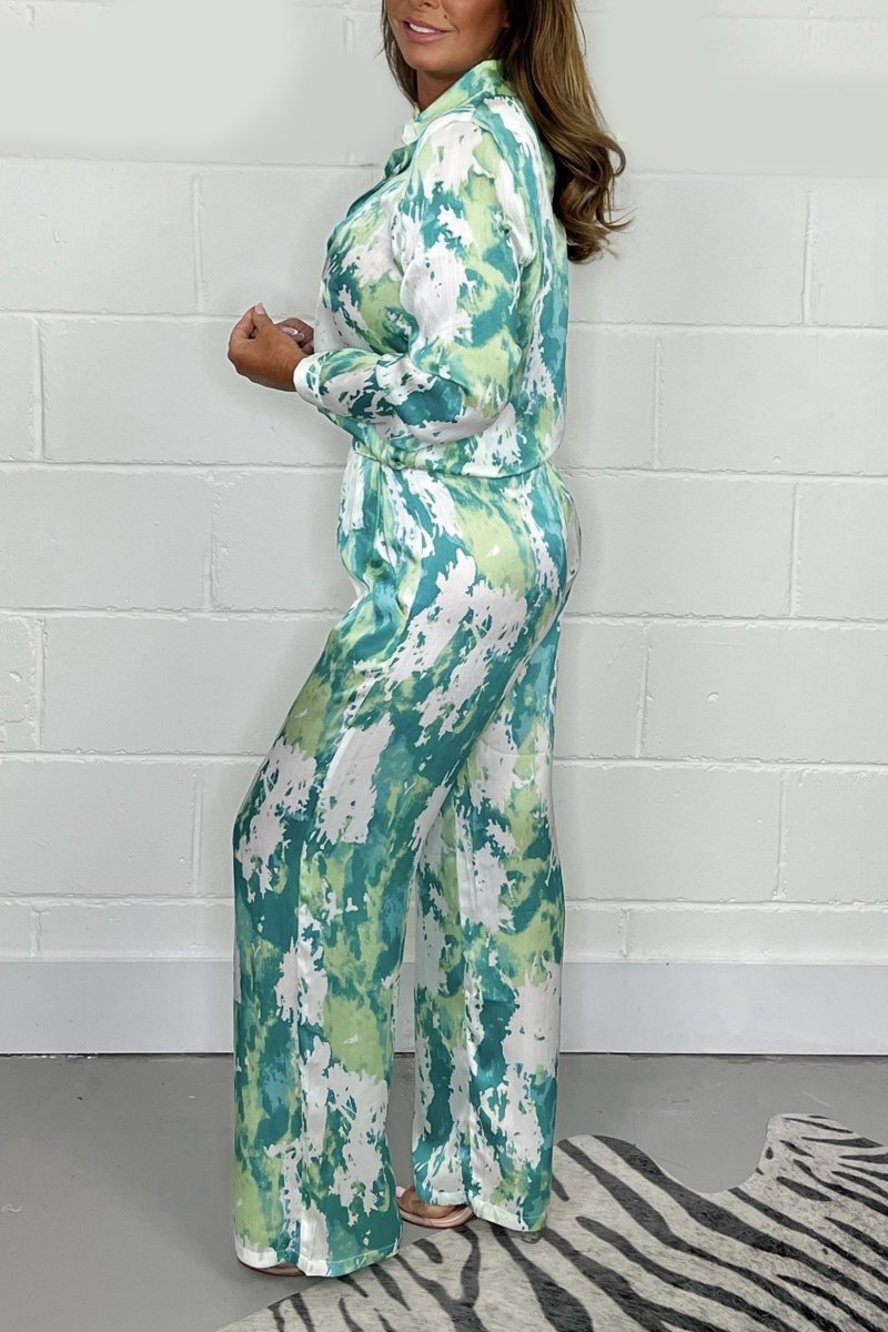 Conjunto Casual de Satén Estampado