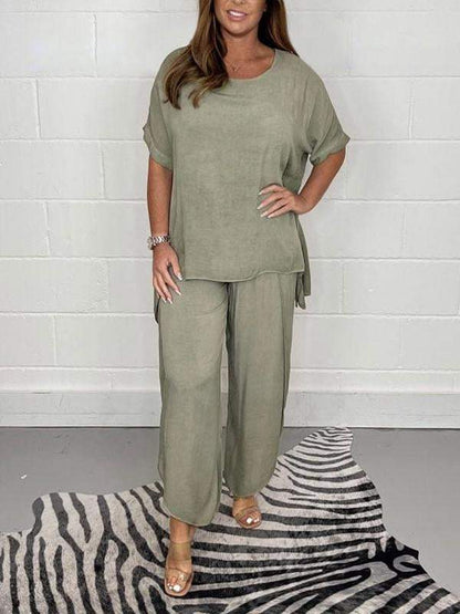 Conjunto Casual Suelto de Color Sólido