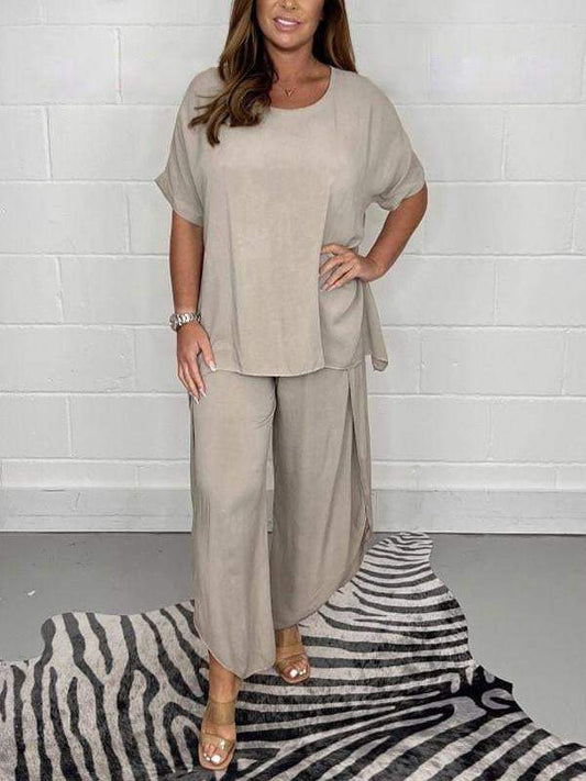 Conjunto Casual Suelto de Color Sólido