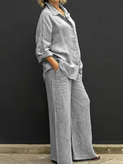 Conjunto de Pantalón con Camisa de Estilo Commuting