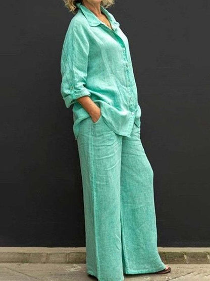 Conjunto de Pantalón con Camisa de Estilo Commuting