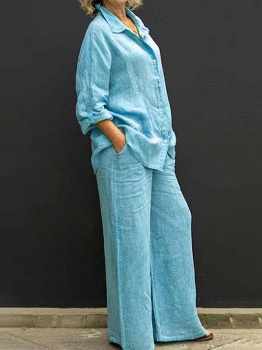 Conjunto de Pantalón con Camisa de Estilo Commuting