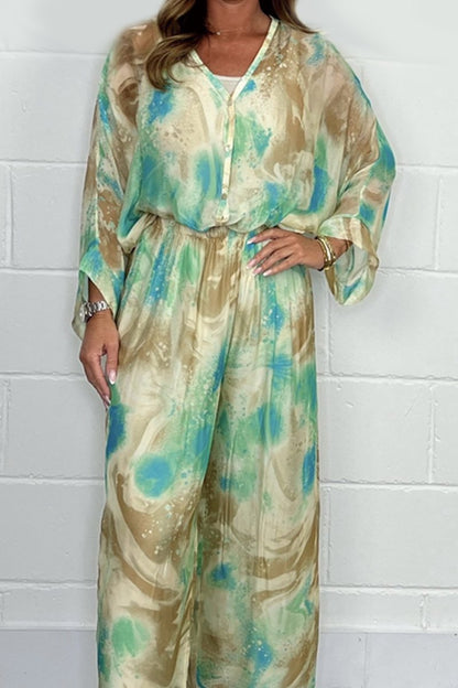 Conjunto de Dos Piezas de Chiffon Estampado