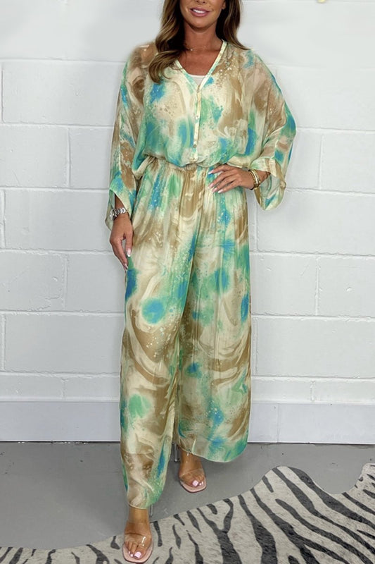 Conjunto de Dos Piezas de Chiffon Estampado