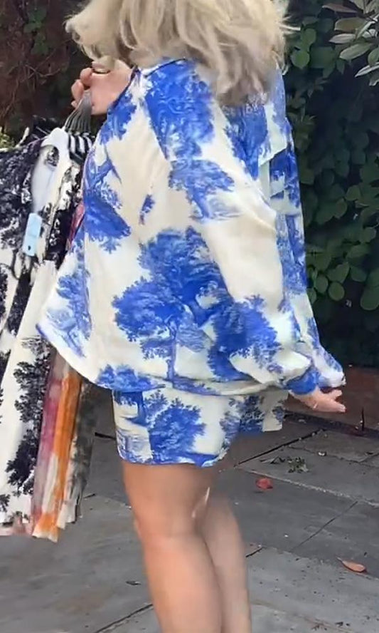 Conjunto de Dos Piezas con Camisa Estampada y Shorts Casuales