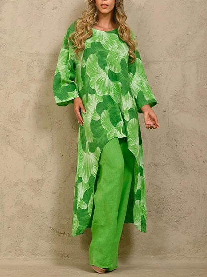 Conjunto de Dos Piezas con Suéter Estampado de Manga Larga