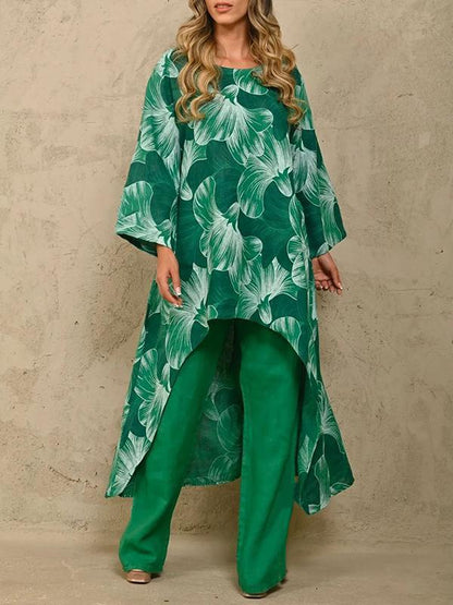 Conjunto de Dos Piezas con Suéter Estampado de Manga Larga