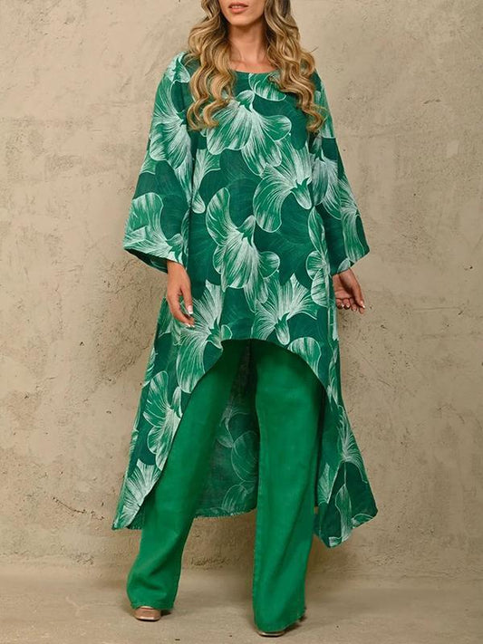 Conjunto de Dos Piezas con Suéter Estampado de Manga Larga