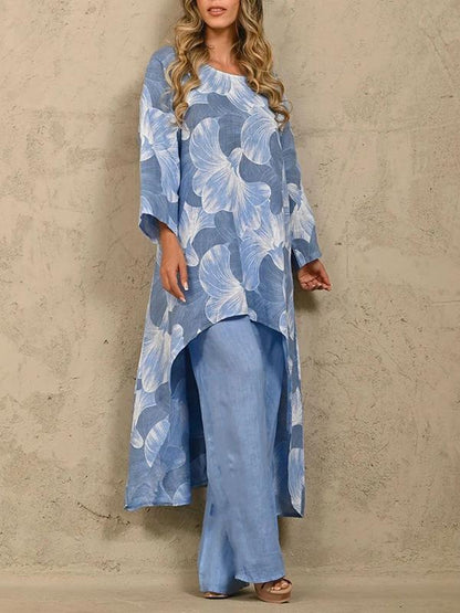Conjunto de Dos Piezas con Suéter Estampado de Manga Larga