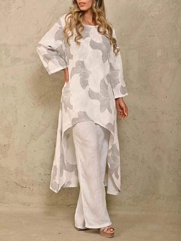 Conjunto de Dos Piezas con Suéter Estampado de Manga Larga