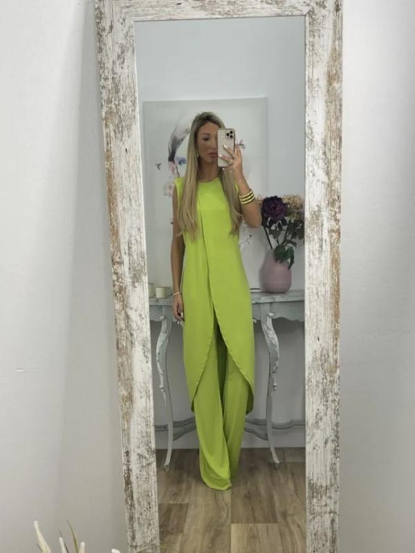 Conjunto de Dos Piezas con Top con Abertura y Pantalones Casual