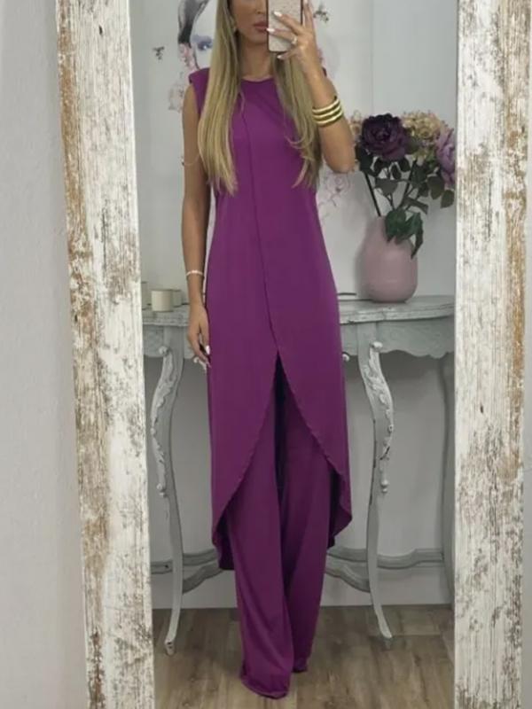Conjunto de Dos Piezas con Top con Abertura y Pantalones Casual