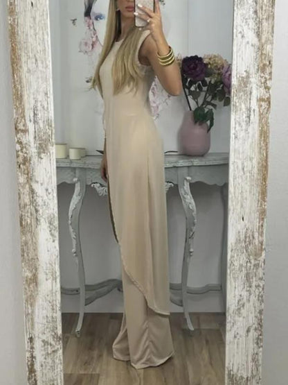Conjunto de Dos Piezas con Top con Abertura y Pantalones Casual