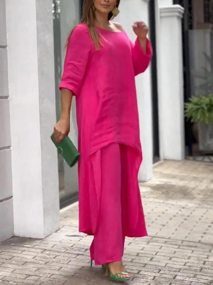 Conjunto de Dos Piezas Femenino de Color Sólido