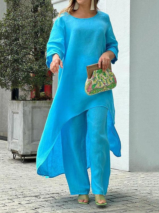 Conjunto de Dos Piezas Femenino de Color Sólido